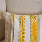 Moroccan Style Textured Cotton-Linen Blend Throw Pillow / Cushion Cover • Embroidery + Fringe • Retro Style • Sofa Cushion for Living Room • Soft & Comfortable Home Decor | RooviHome FlowLight Collection