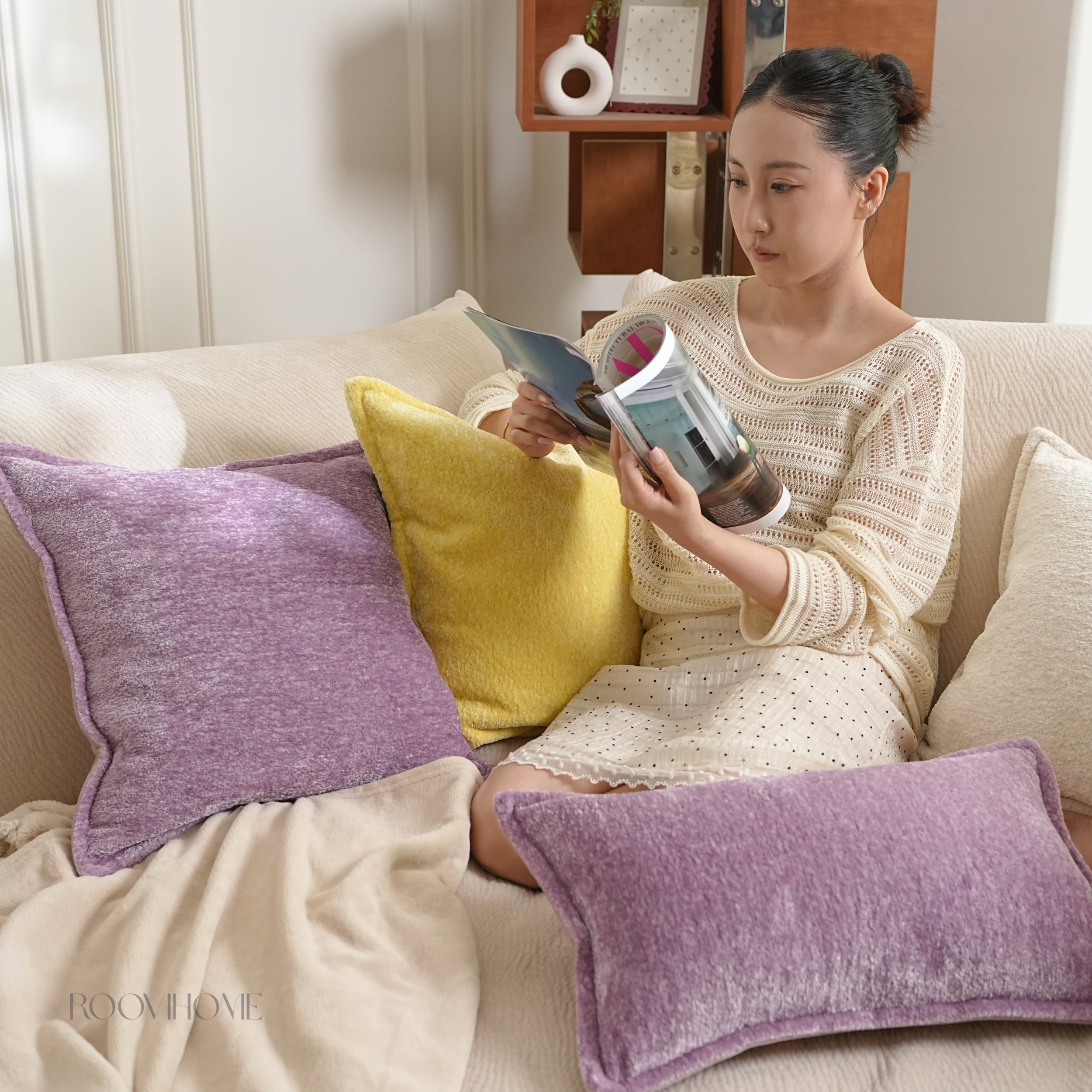 Mellow Touch Chenille Solid Textured Cushions