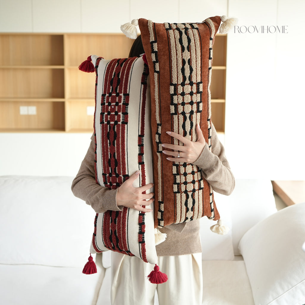 Tribe Echo Retro Embroidered Bolster Cushions