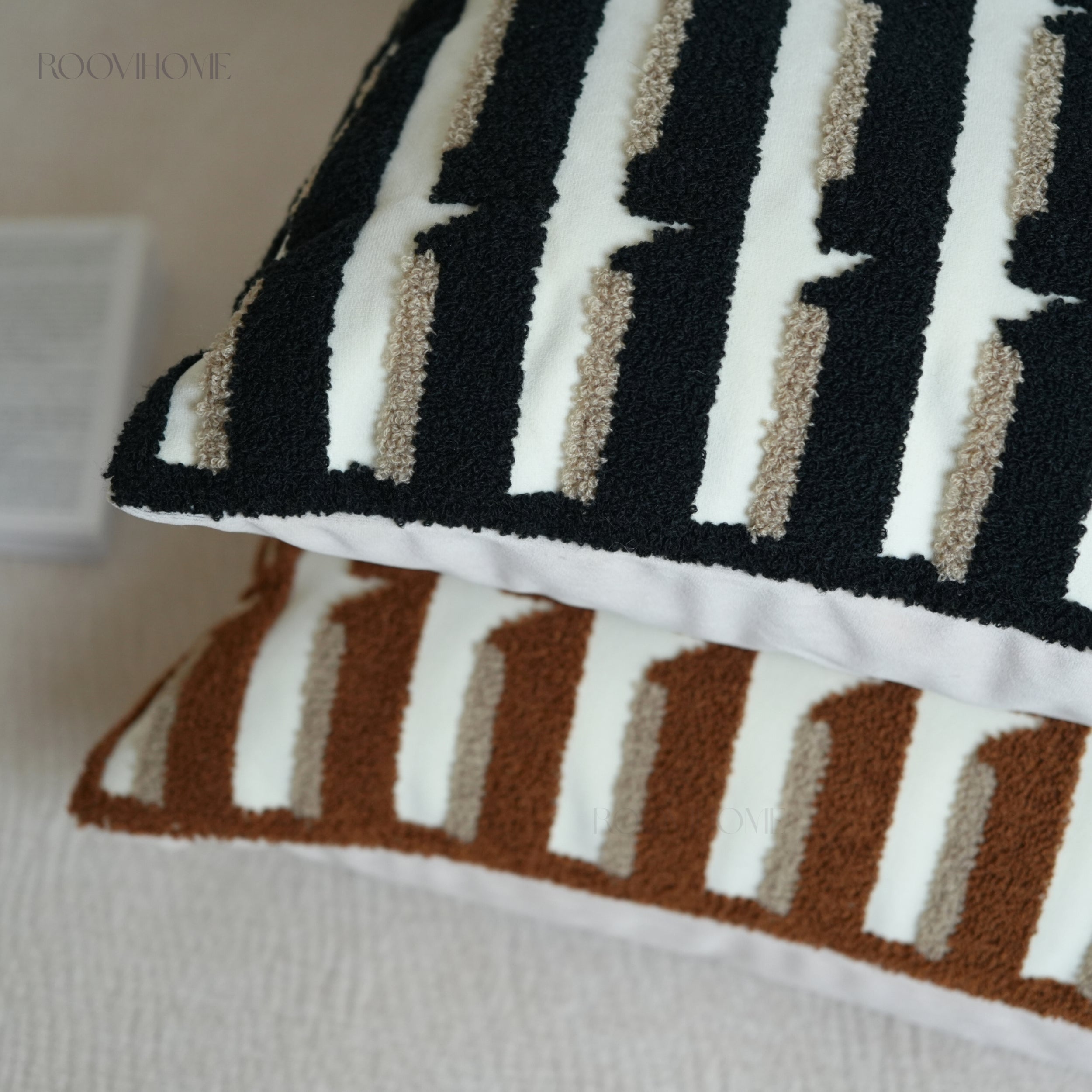 Modern Retro Raised Stripe Embroidered Cushions