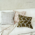 Soft Leaf Muted-Tone Jacquard Cushions