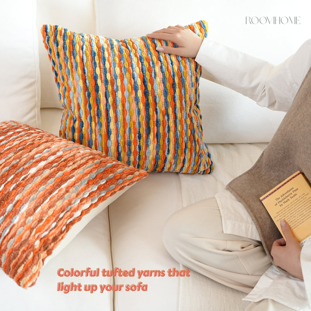 Chic Bazaar Colorful Bouclé Cushions with Tassels