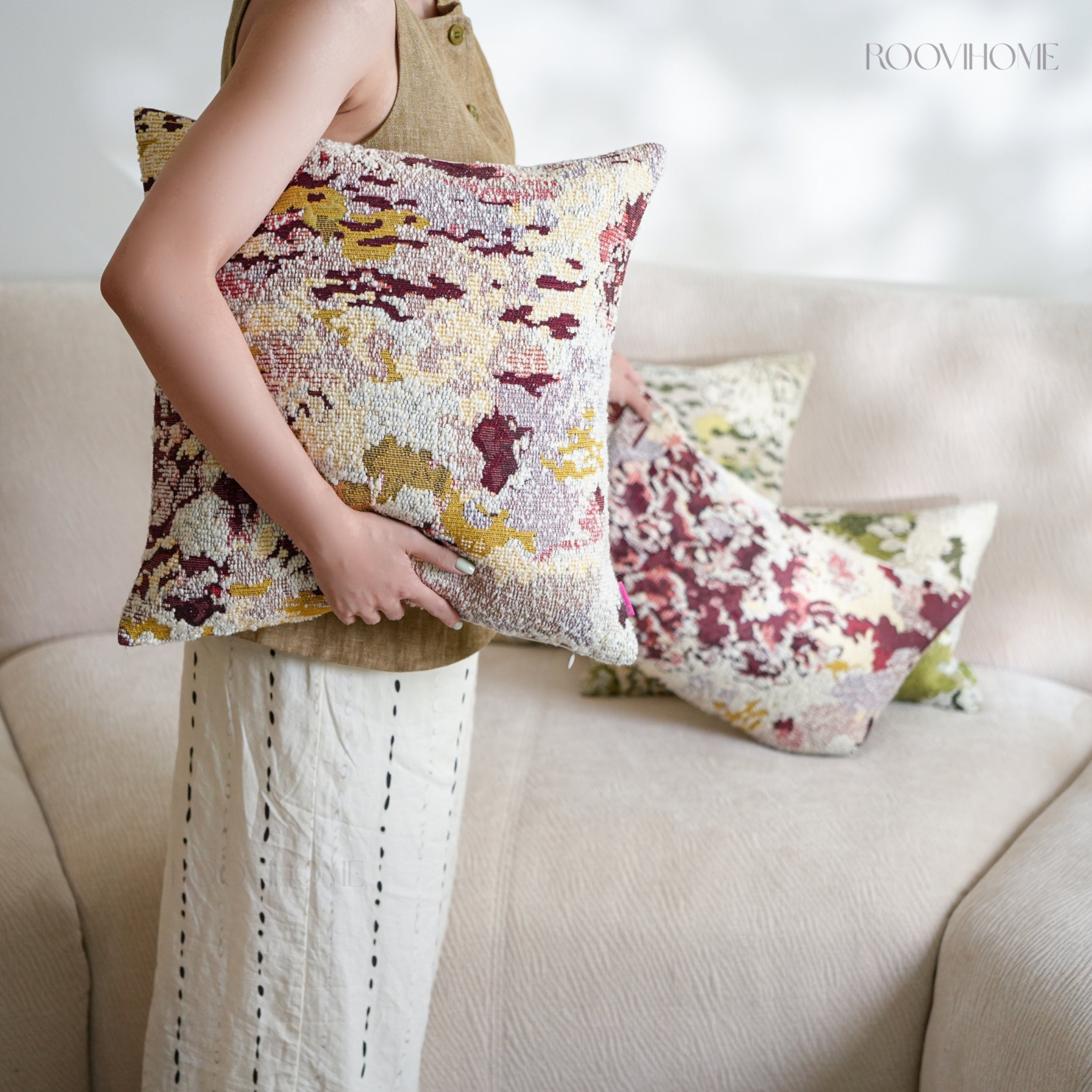 Art-Inspired Abstract Landscape Cotton-Linen Blend Cushions
