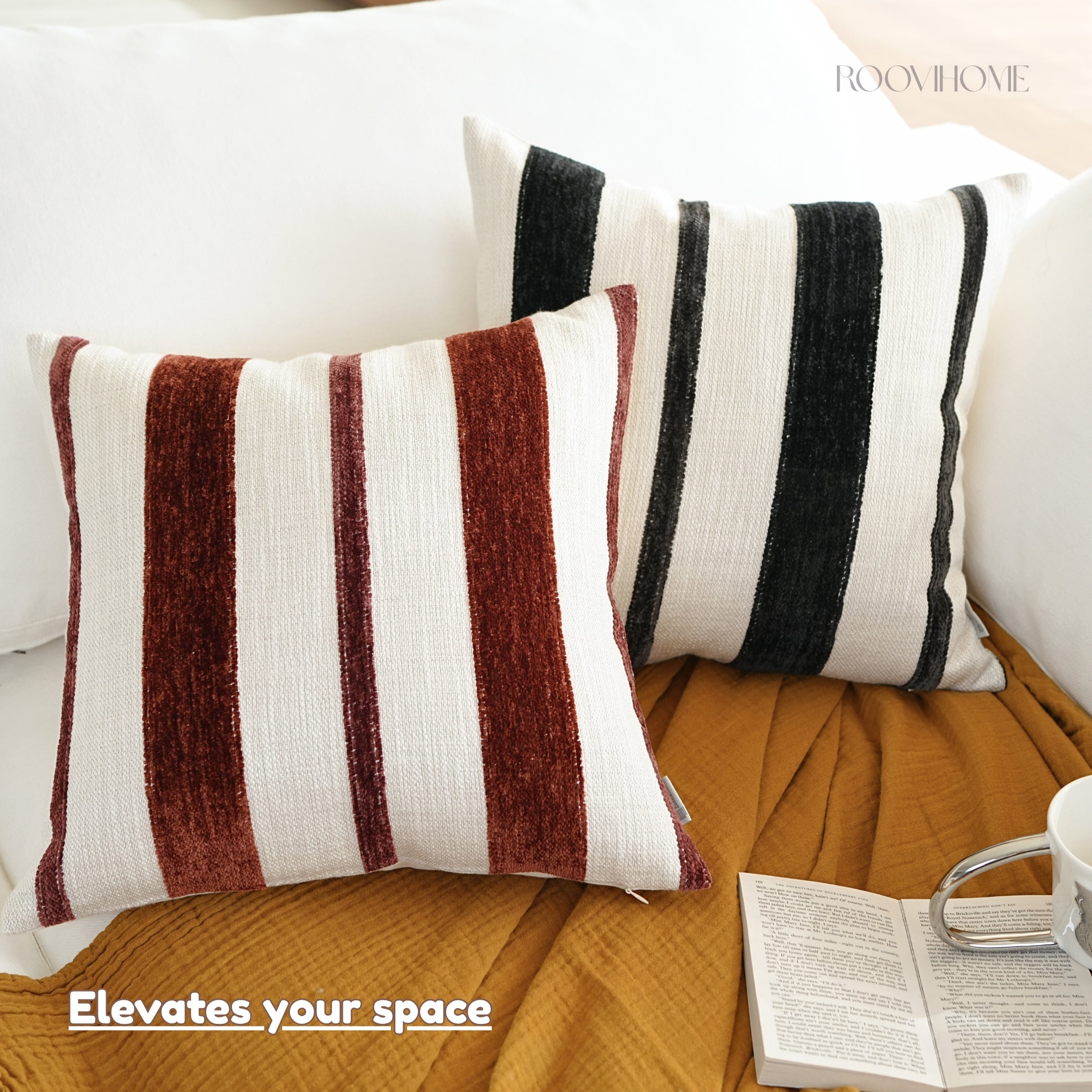 Cozy Chenille Retro Stripe Cushions