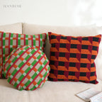 Plaid Moments 70s Modern Retro Checkered Towel Embroidered Cushions
