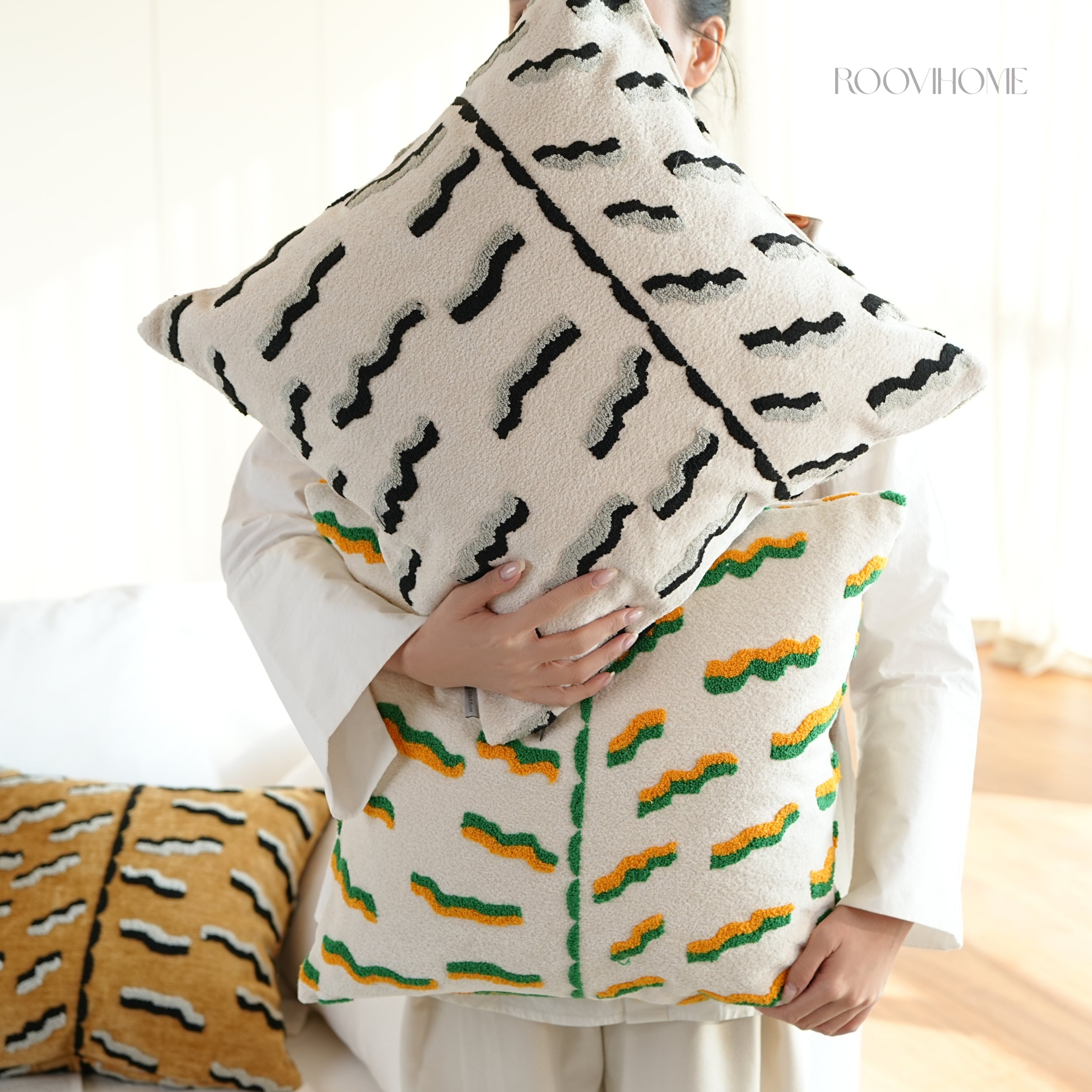 Soft Territory Playful Tiger 3D Embroidered Cushions
