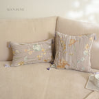 Velvet Garden Crinkle Velvet Floral Embroidered Decorative Cushions