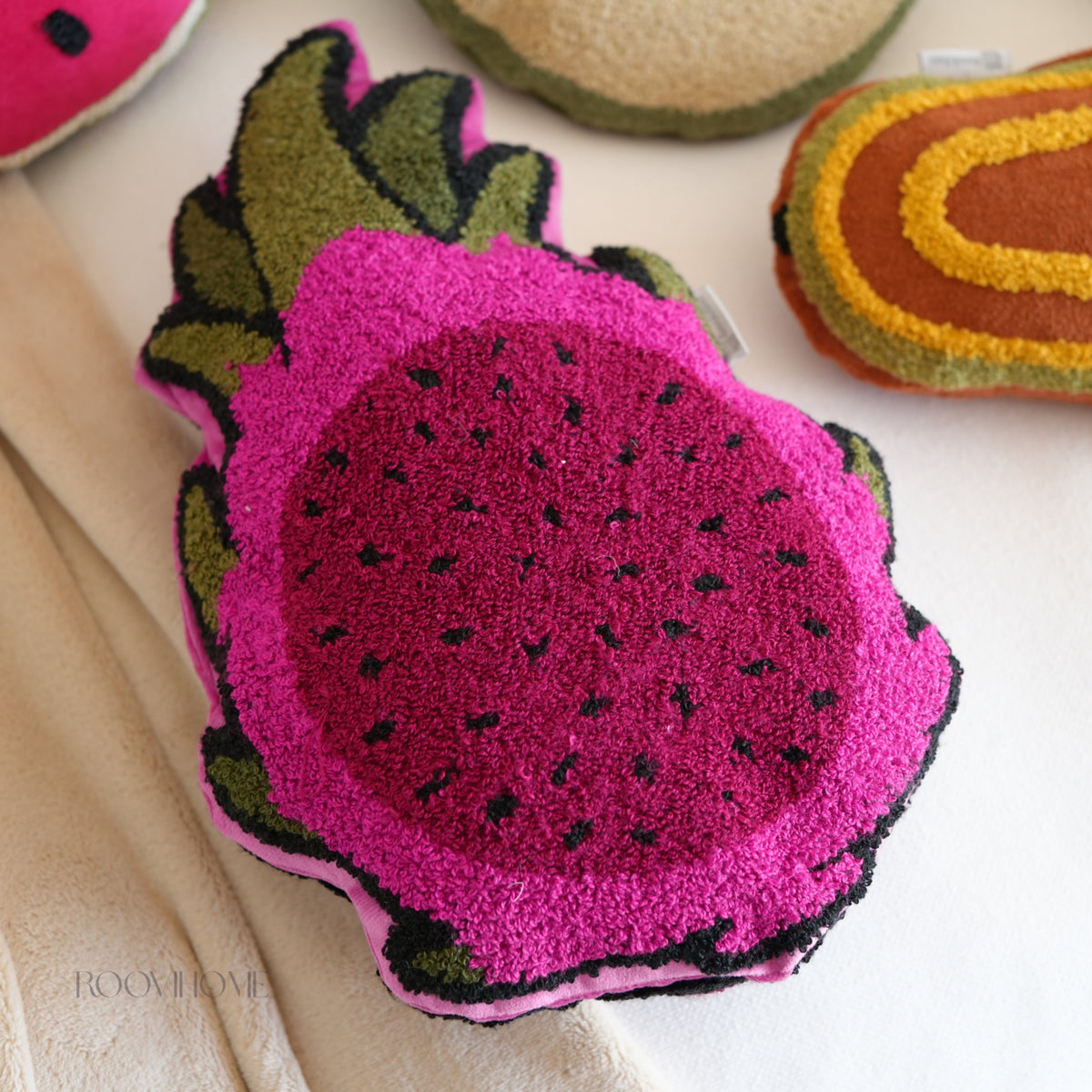 Fruit-Shaped Towel Embroidered Cushion