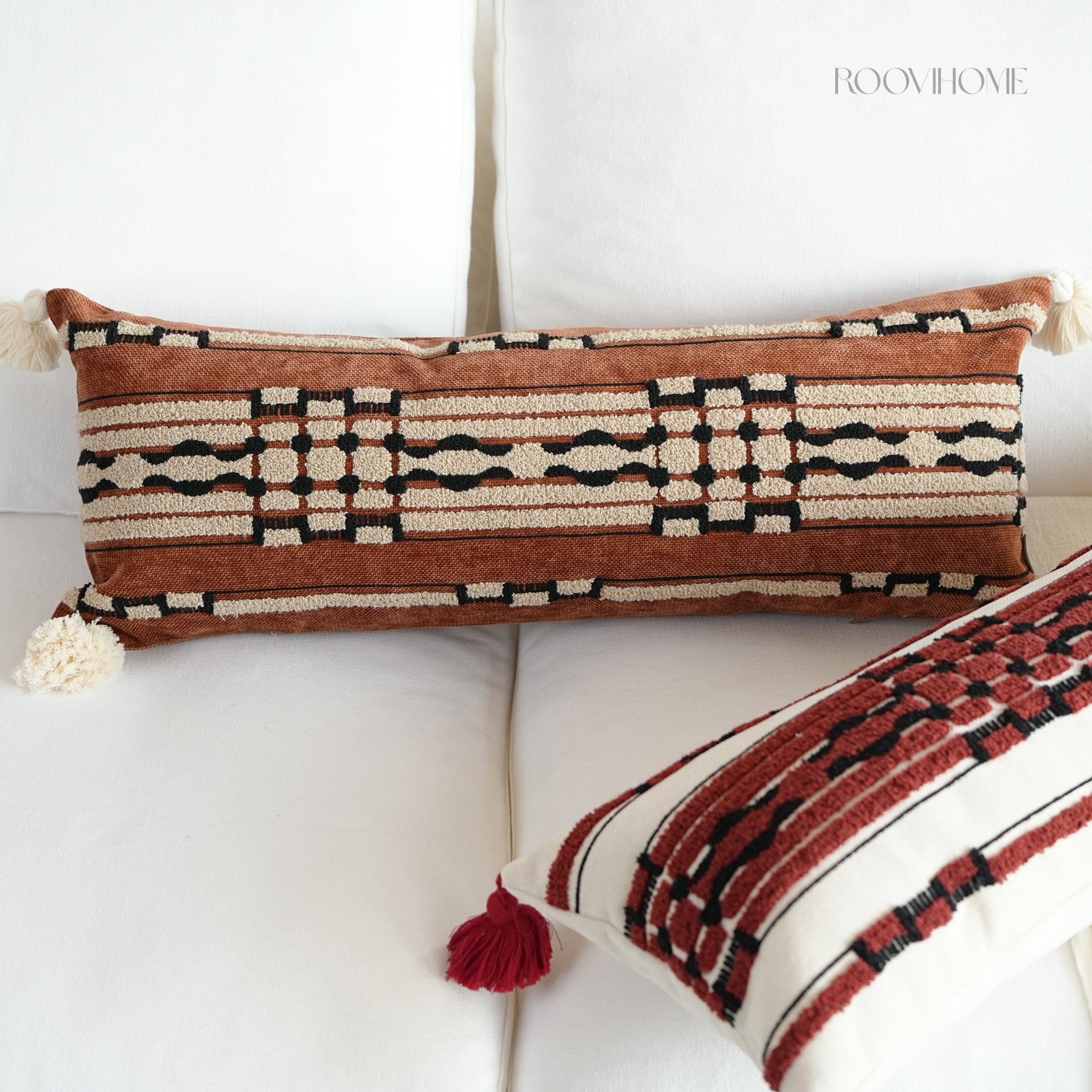 Tribe Echo Retro Embroidered Bolster Cushions