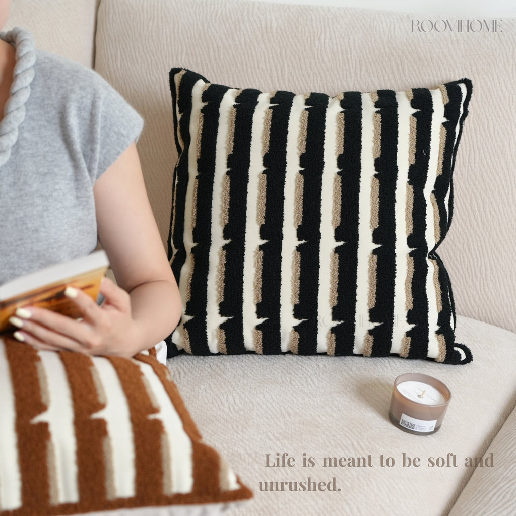 Modern Retro Raised Stripe Embroidered Cushions