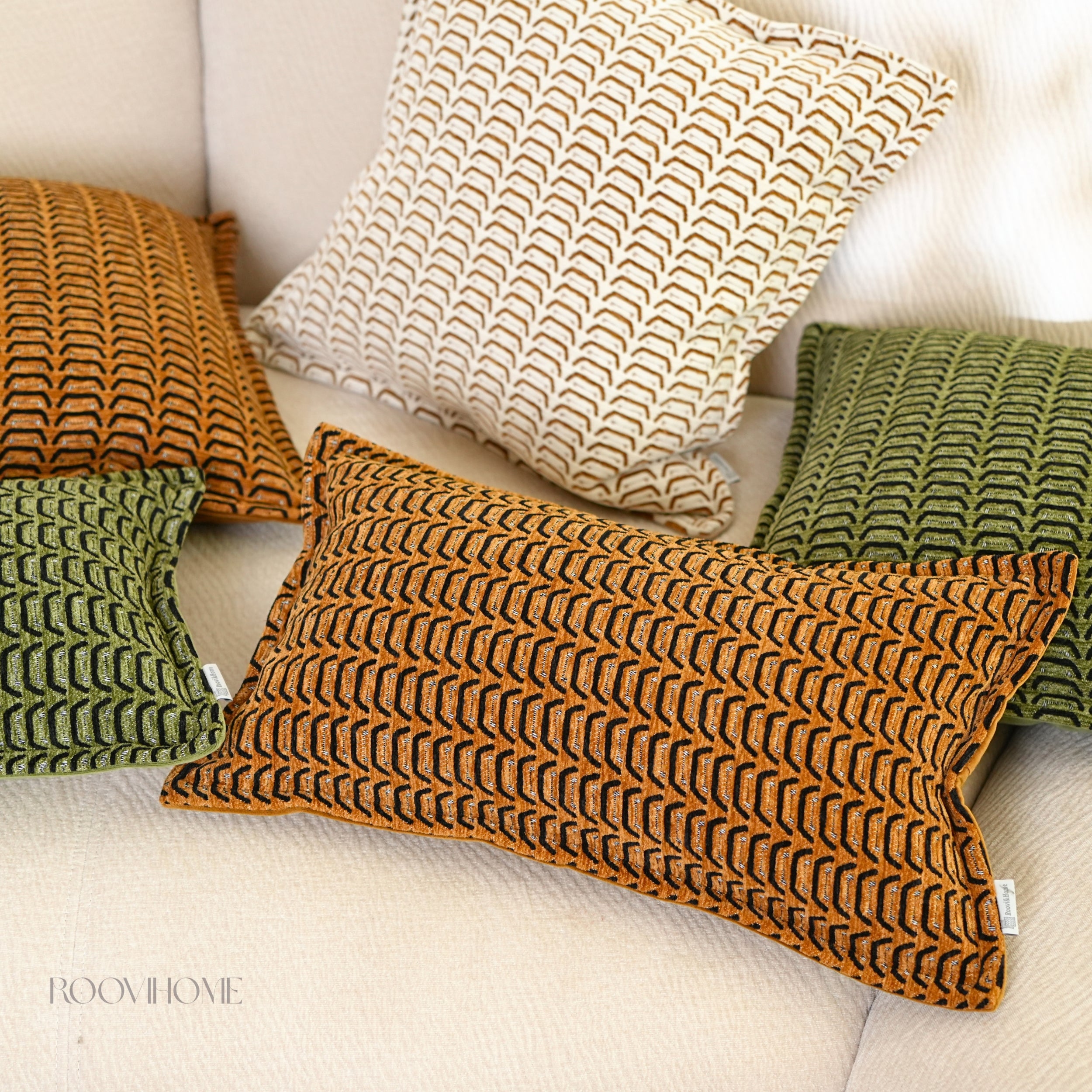 Tiger Pattern Inspired Textured Cushion Cover • Modern Vintage Sofa Pillow • Home Decor • Ready to Ship | RooviHome Rhythm Tiger Collection
