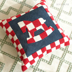 Embroidered Checkered Pony Throw Pillow / Cushion Cover • Modern Style • Decorative Cushion for Living Room • Home Decor | RooviHome Chessboard Pony Series