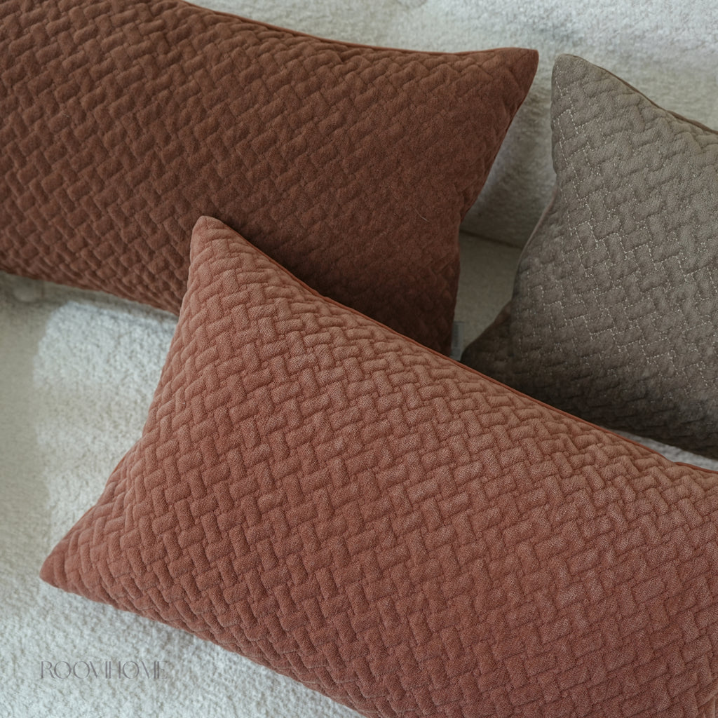 Mocha Weave Quilted Soft Chenille Decorative Cushions