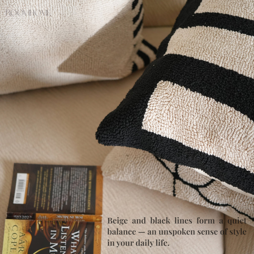 Geometric Tufted Embroidered Throw Pillow / Cushion Cover • Modern Earth Tones • Living Room Sofa Cushion • Home Decor| RooviHome Twilight Soft Shadows Series