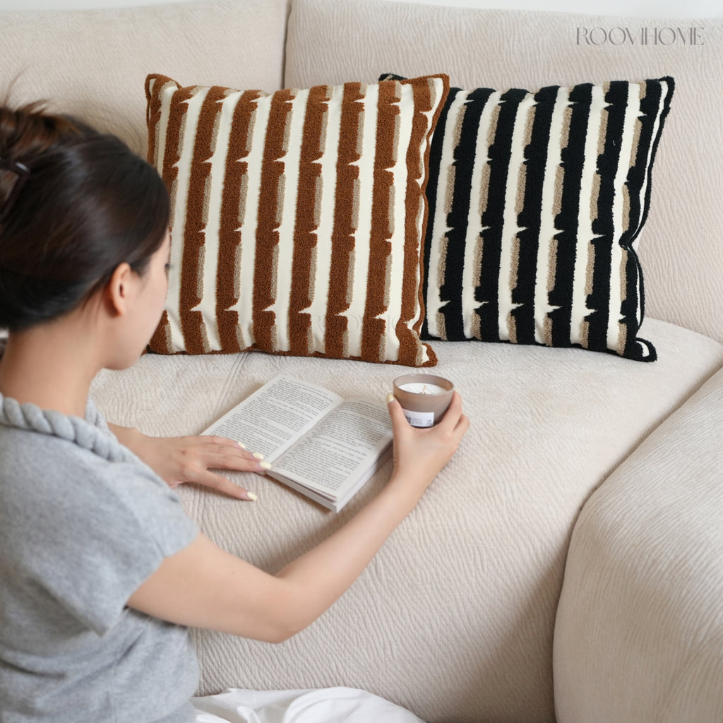 Modern Retro Raised Stripe Embroidered Cushions