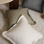 Hand-Fringed Herringbone Woven Decorative Cushions
