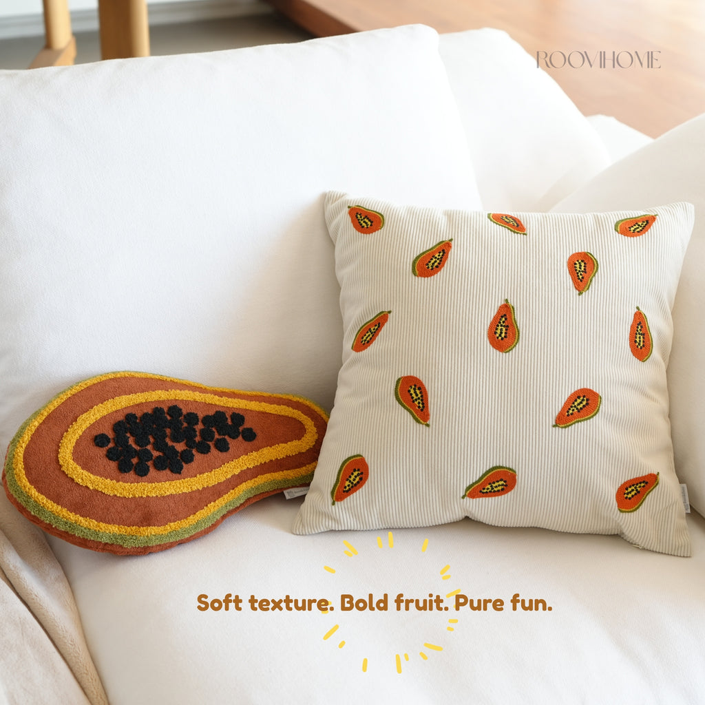 Fruit-Shaped Towel Embroidered Cushion