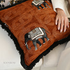 Soft Wildness Tiger & Elephant Cushions with Fringes