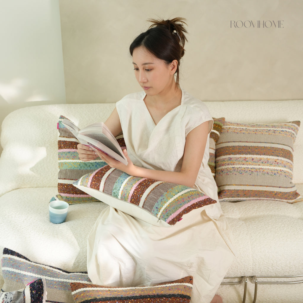 Stardust Series • Speckled Striped Cotton Linen Blend Lumbar Pillows