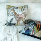 Jungle Wild Zebra & Giraffe Embroidery Cushions