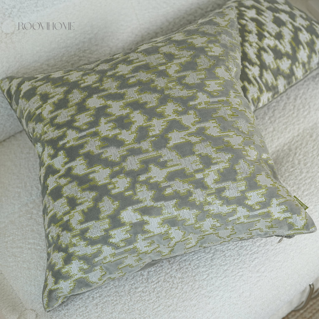 Muted Houndstooth Textured Velvet Cushions
