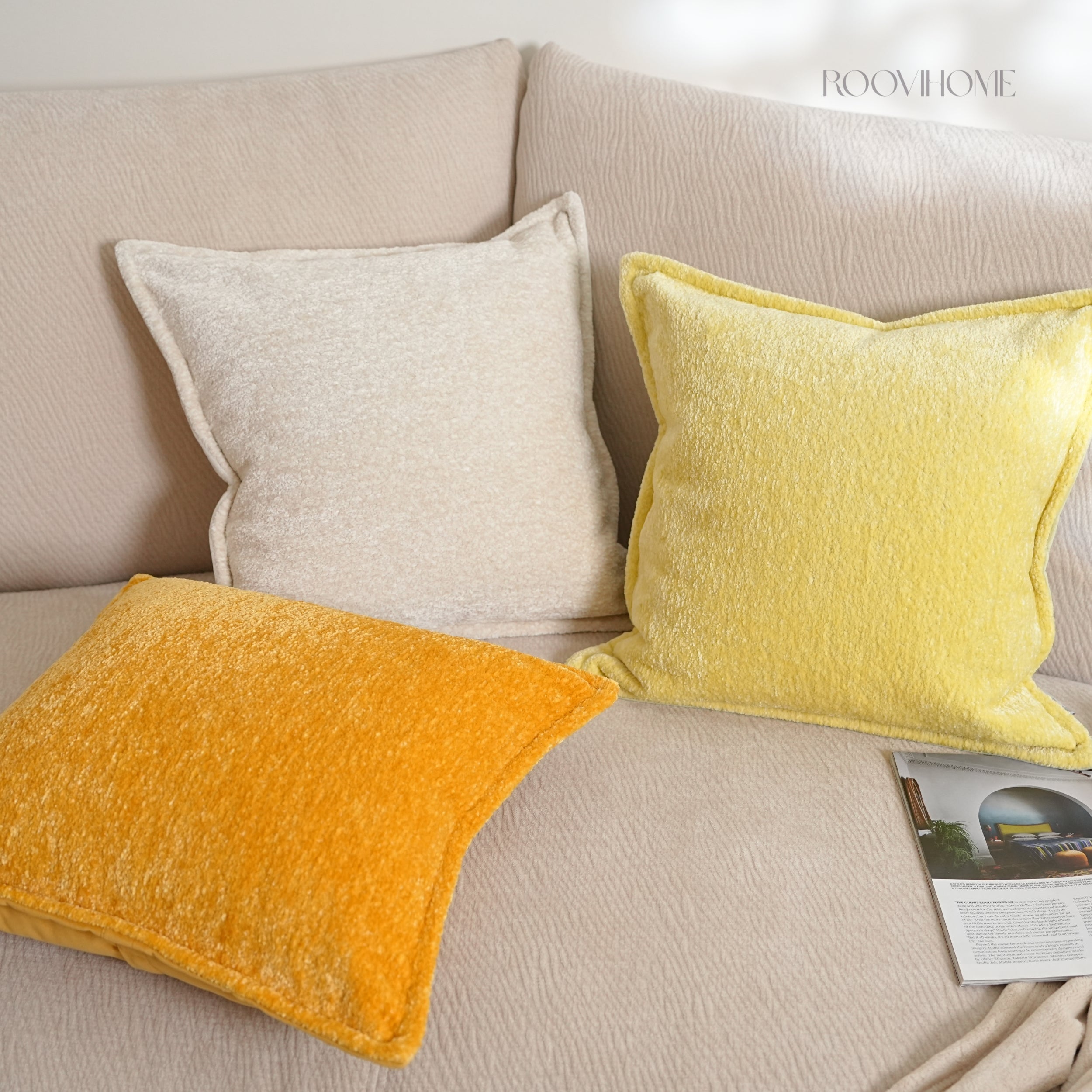 Mellow Touch Chenille Solid Textured Cushions