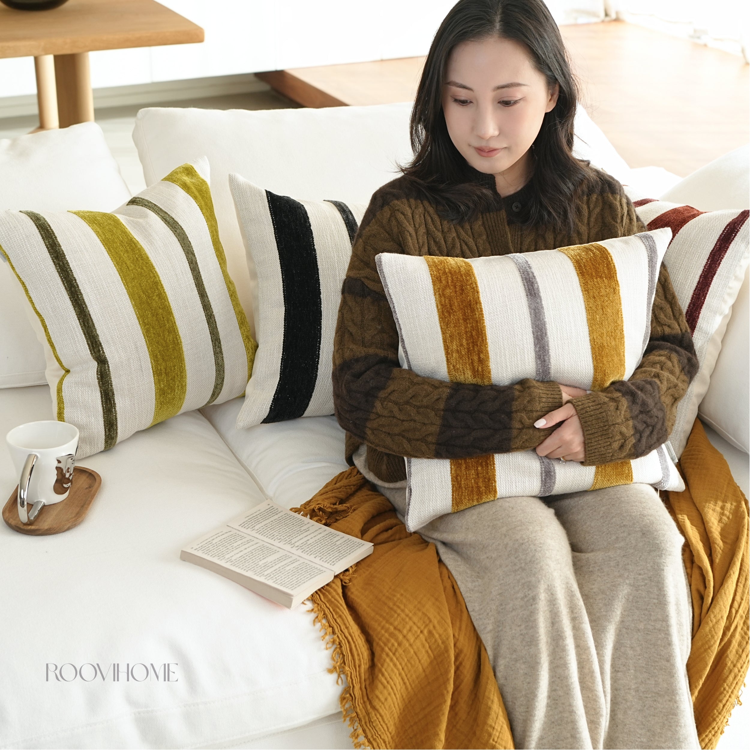 Cozy Chenille Retro Stripe Cushions