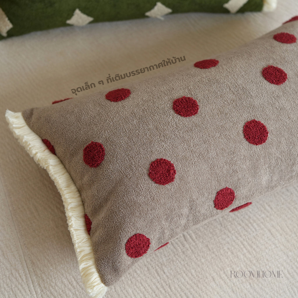 Polka Dot & Diamond & Club Embroidered Decorative Lumbar Cushions