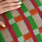 Plaid Moments 70s Modern Retro Checkered Towel Embroidered Cushions