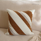 Textured Bouclé Chenille Cushion Cover / Throw Pillow, Modern Curved Stripe Minimalist Style, Soft Luxury Sofa Cushion for Living Room Home Décor, Ready to Ship | RooviHome Contour