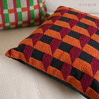 Plaid Moments 70s Modern Retro Checkered Towel Embroidered Cushions