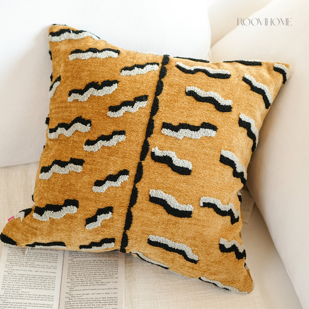 Soft Territory Playful Tiger 3D Embroidered Cushions