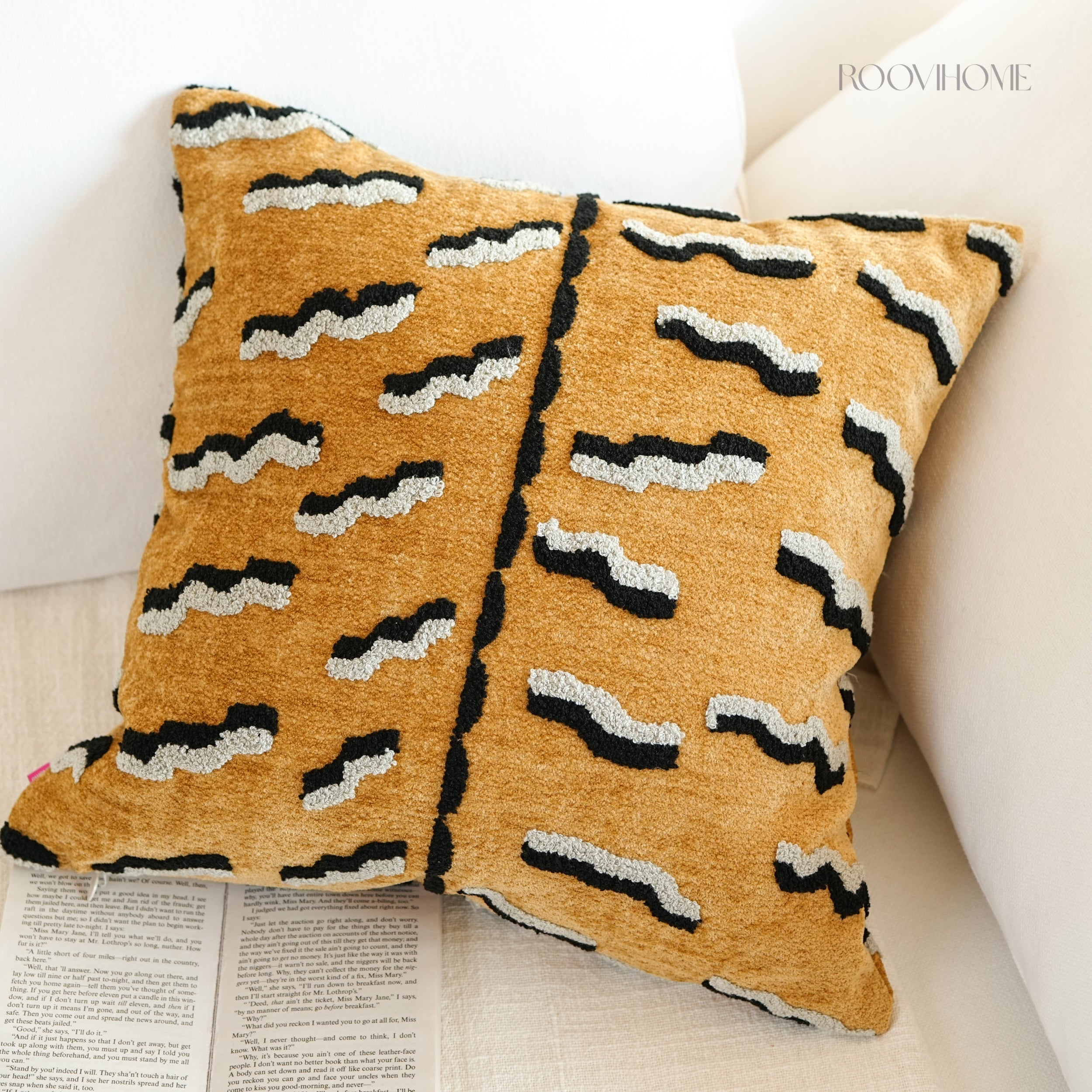 Soft Territory Playful Tiger 3D Embroidered Cushions