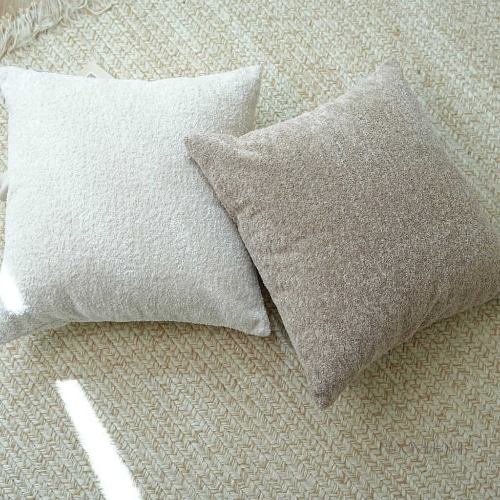 Solid Earthy Tone Teddy Bouclé Decorative Cushions