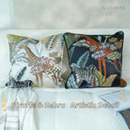 Jungle Wild Zebra & Giraffe Embroidery Cushions