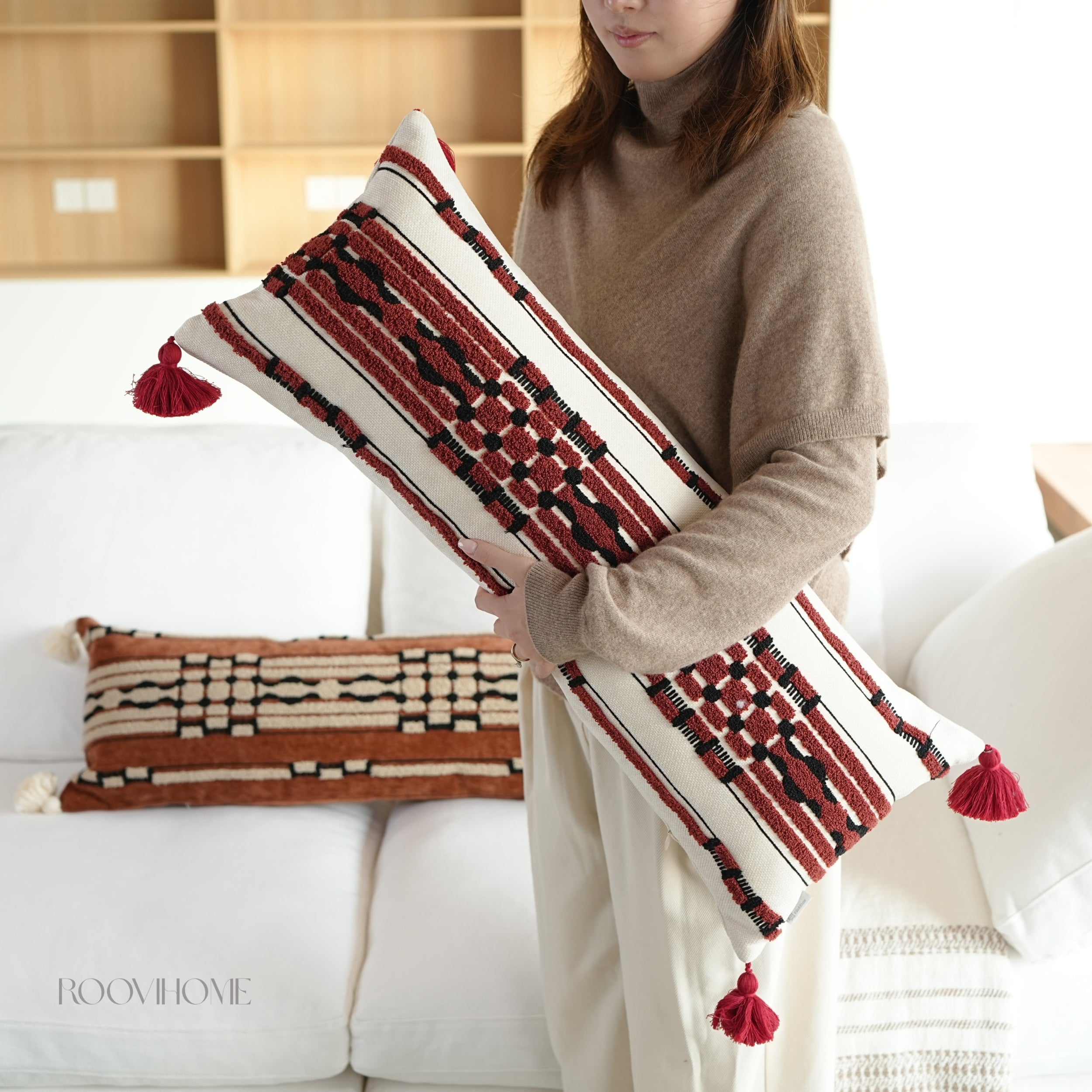 Tribe Echo Retro Embroidered Bolster Cushions