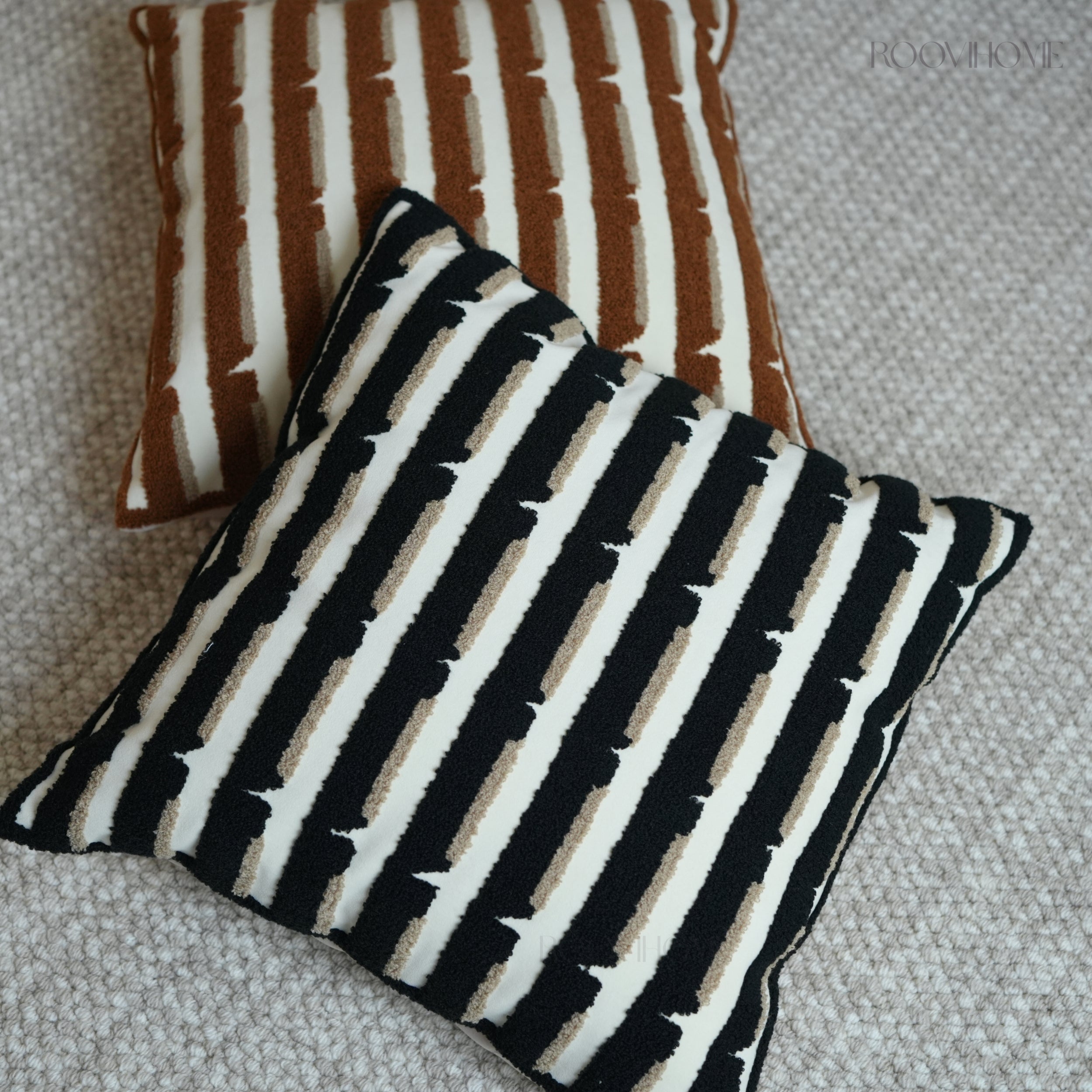 Modern Retro Raised Stripe Embroidered Cushions