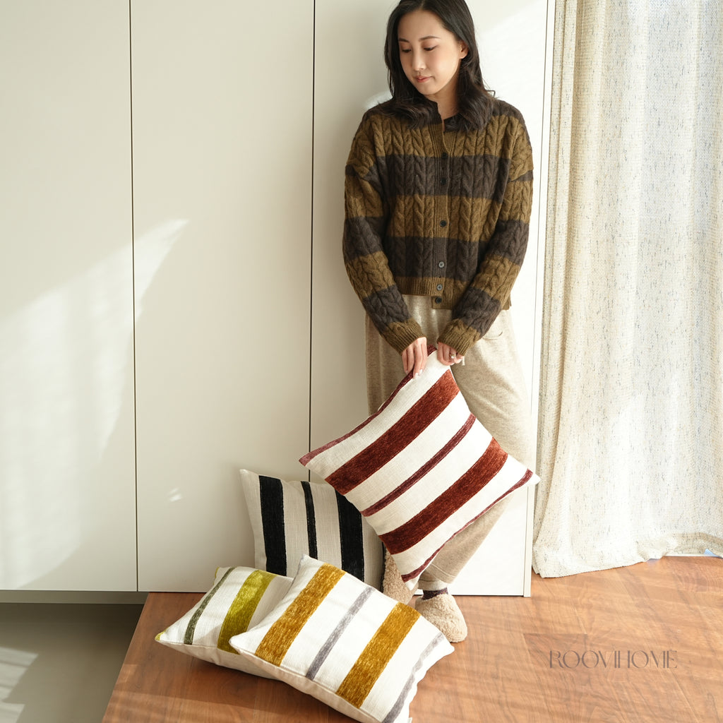 Cozy Chenille Retro Stripe Cushions