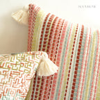 Boho Chic Embroidered Multicolor Geometric Cushions