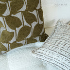 Soft Leaf Muted-Tone Jacquard Cushions