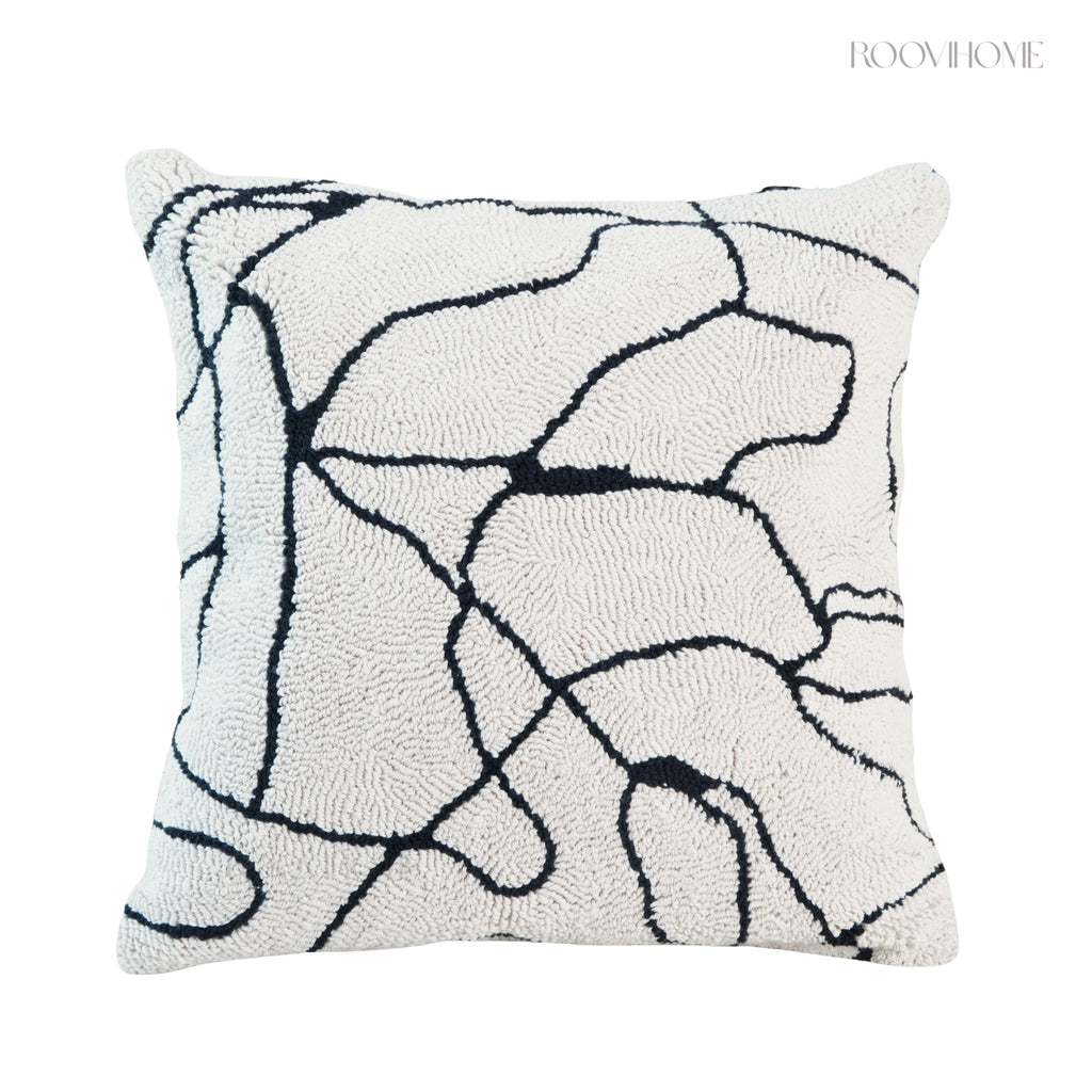 Geometric Tufted Embroidered Throw Pillow / Cushion Cover • Modern Earth Tones • Living Room Sofa Cushion • Home Decor| RooviHome Twilight Soft Shadows Series