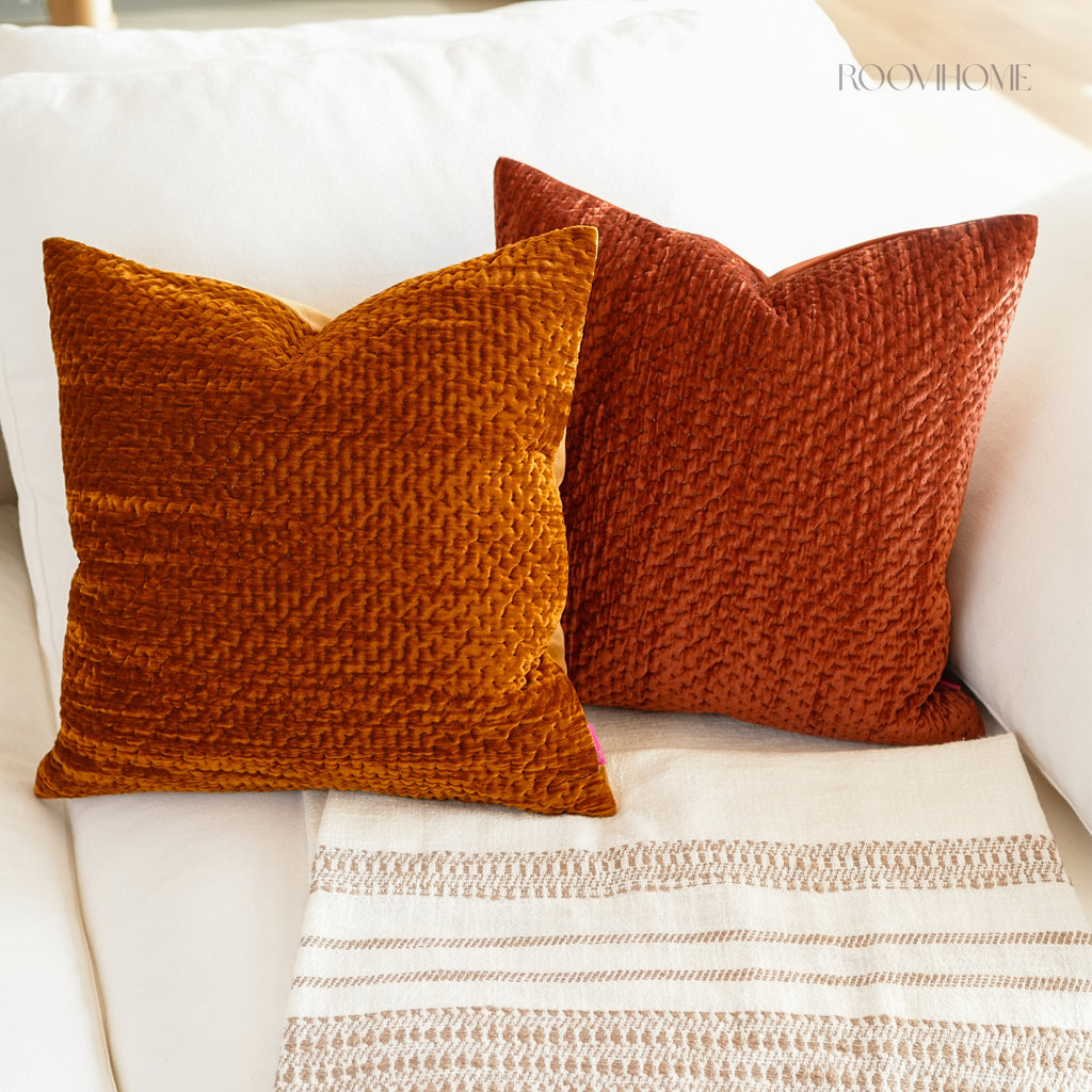 Velvet Aura Quilted Cushions