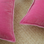 Solid Pop Color Velvet Cushions with Piping & Blanket Stitch