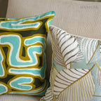 Teal Tones Art-Inspired Linen Cushions