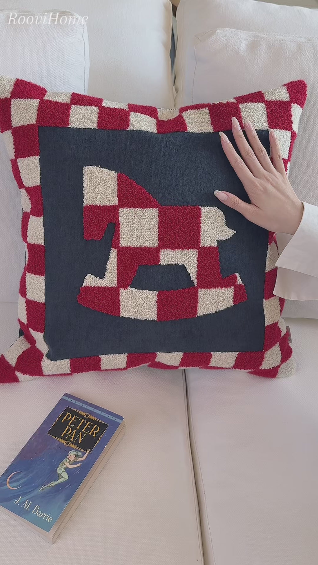 Checkered Pony Embroidered Cushion